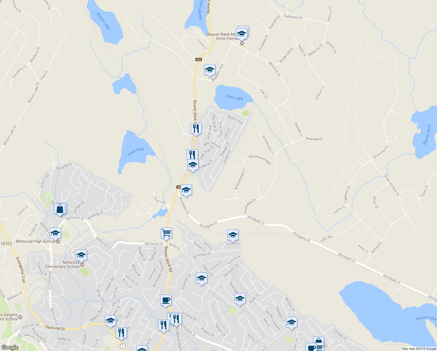 map of restaurants, bars, coffee shops, grocery stores, and more near 1200 Susan Drive in Beaver Bank