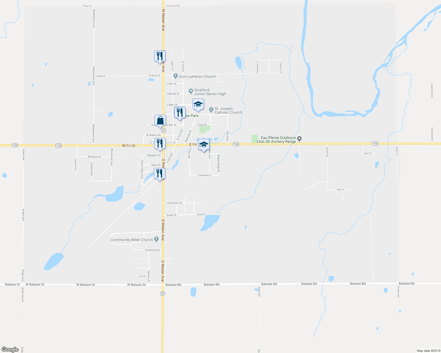 map of restaurants, bars, coffee shops, grocery stores, and more near 210 Maple Ridge Drive in Stratford
