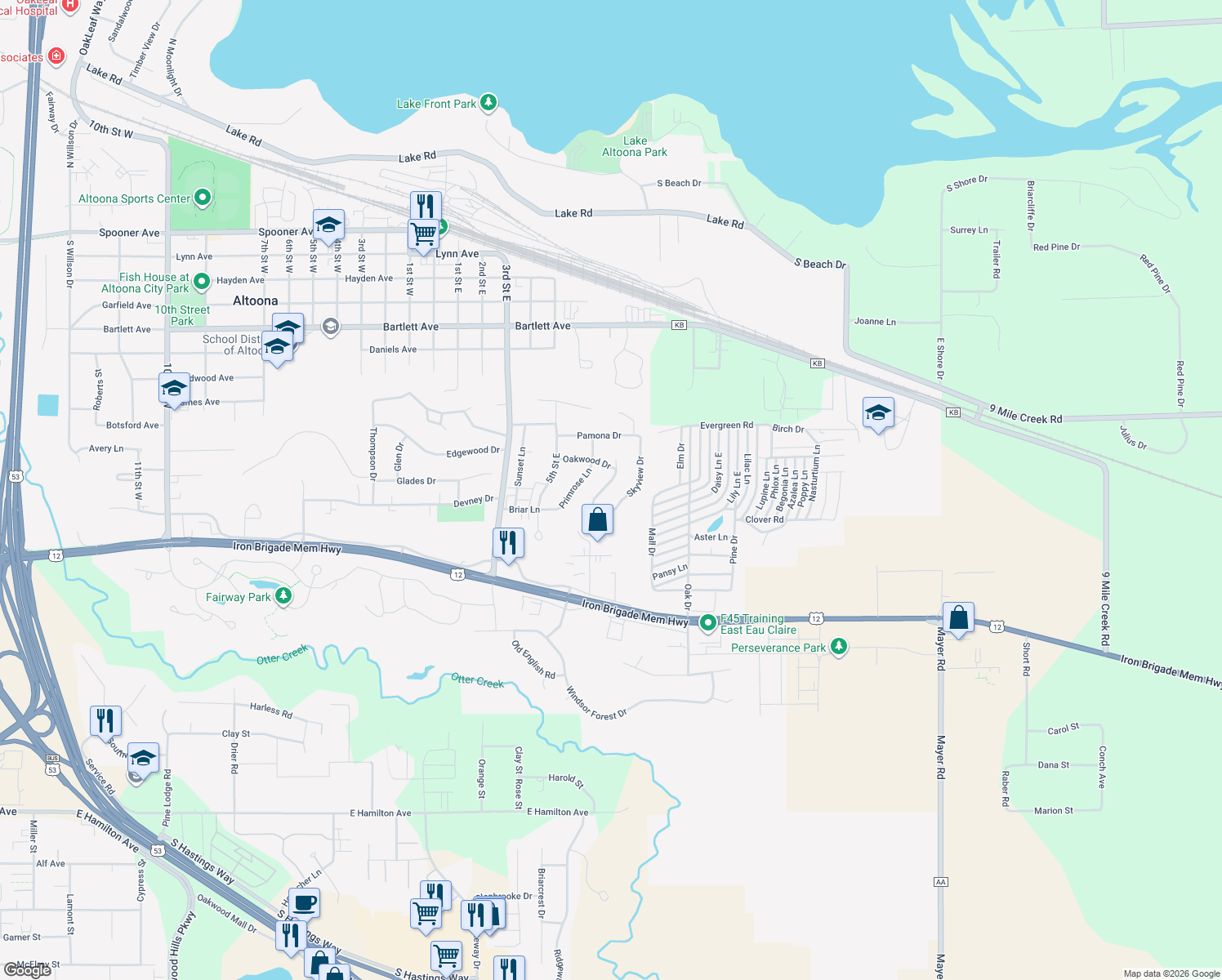 map of restaurants, bars, coffee shops, grocery stores, and more near 1135 Mulberry Drive in Altoona