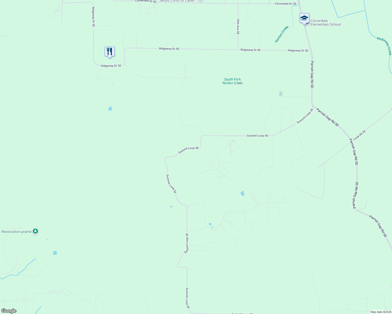 map of restaurants, bars, coffee shops, grocery stores, and more near 10854 Summit Loop Southeast in Turner