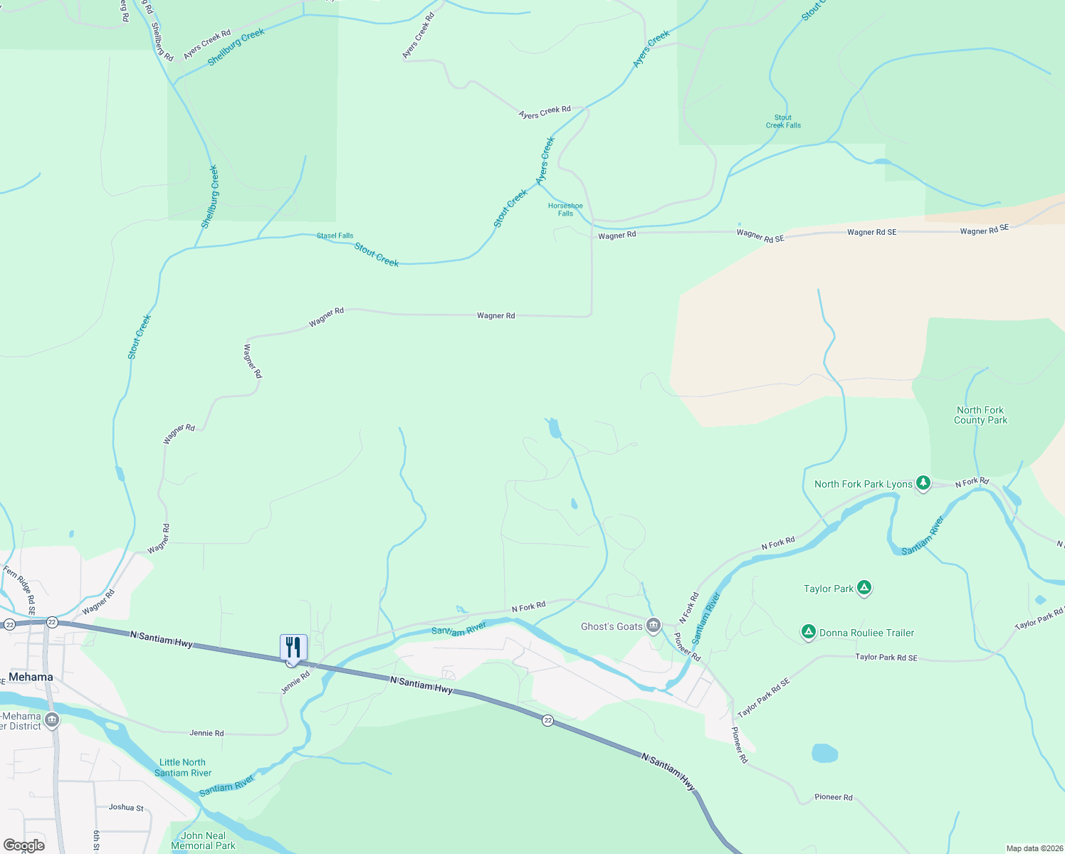 map of restaurants, bars, coffee shops, grocery stores, and more near 10915 Southeast Kubin Road in Lyons