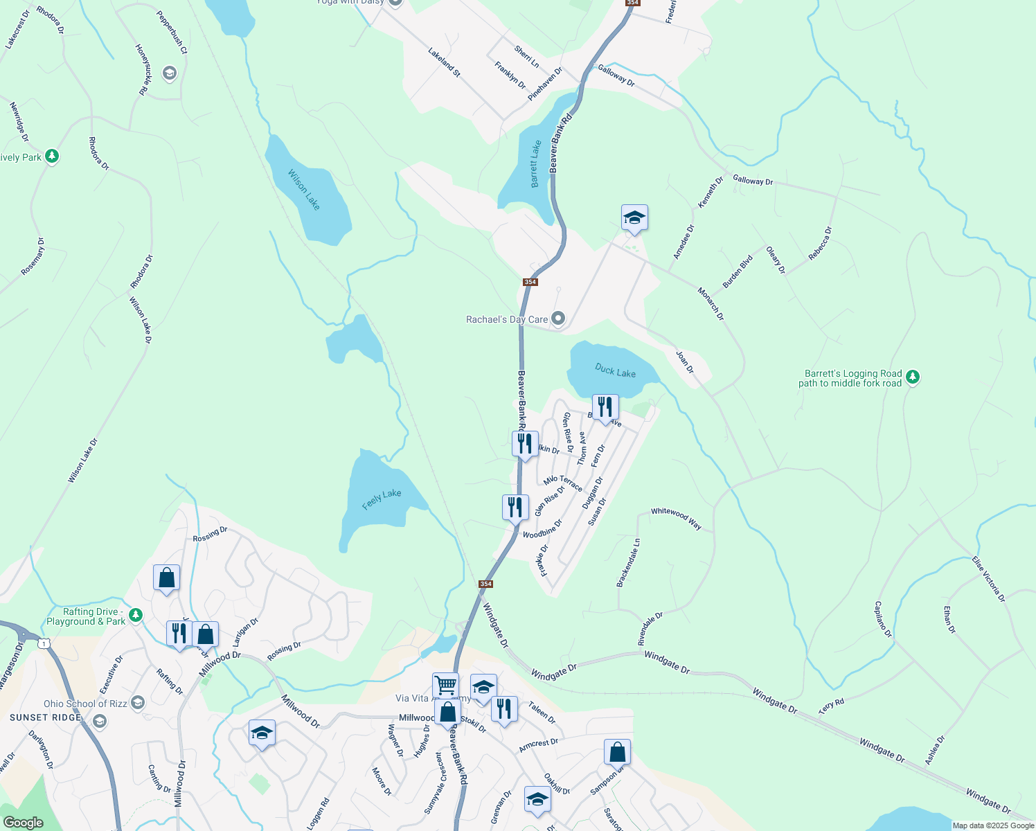 map of restaurants, bars, coffee shops, grocery stores, and more near 376 Beaver Bank Road in Beaver Bank