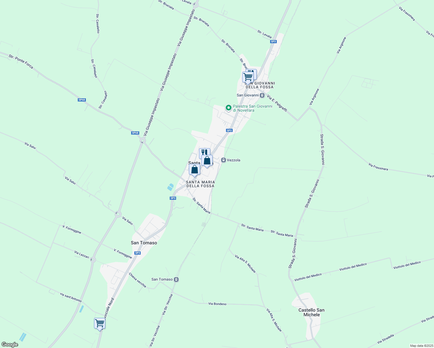 map of restaurants, bars, coffee shops, grocery stores, and more near 16 Via Leonardo da Vinci in Santa Maria