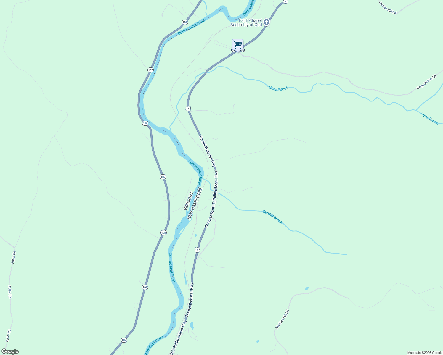 map of restaurants, bars, coffee shops, grocery stores, and more near 632 U.S. 3 in Columbia