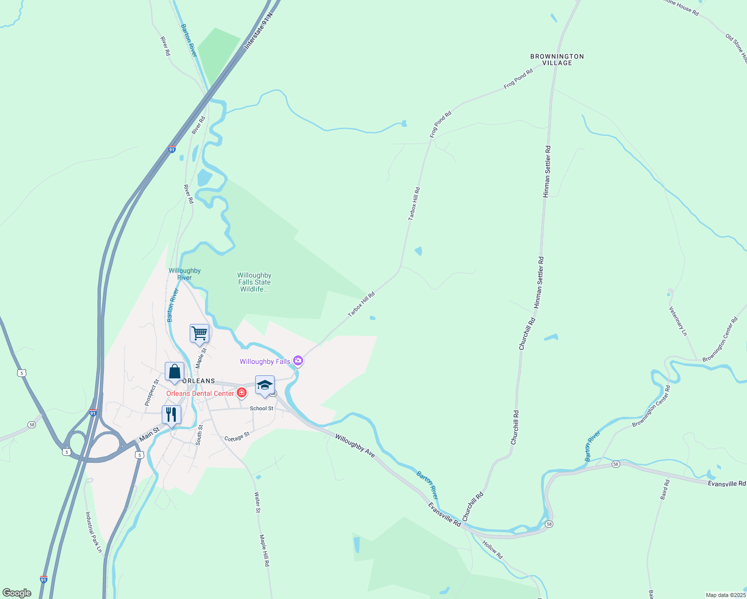 map of restaurants, bars, coffee shops, grocery stores, and more near 230 Tarbox Hill Road in Barton