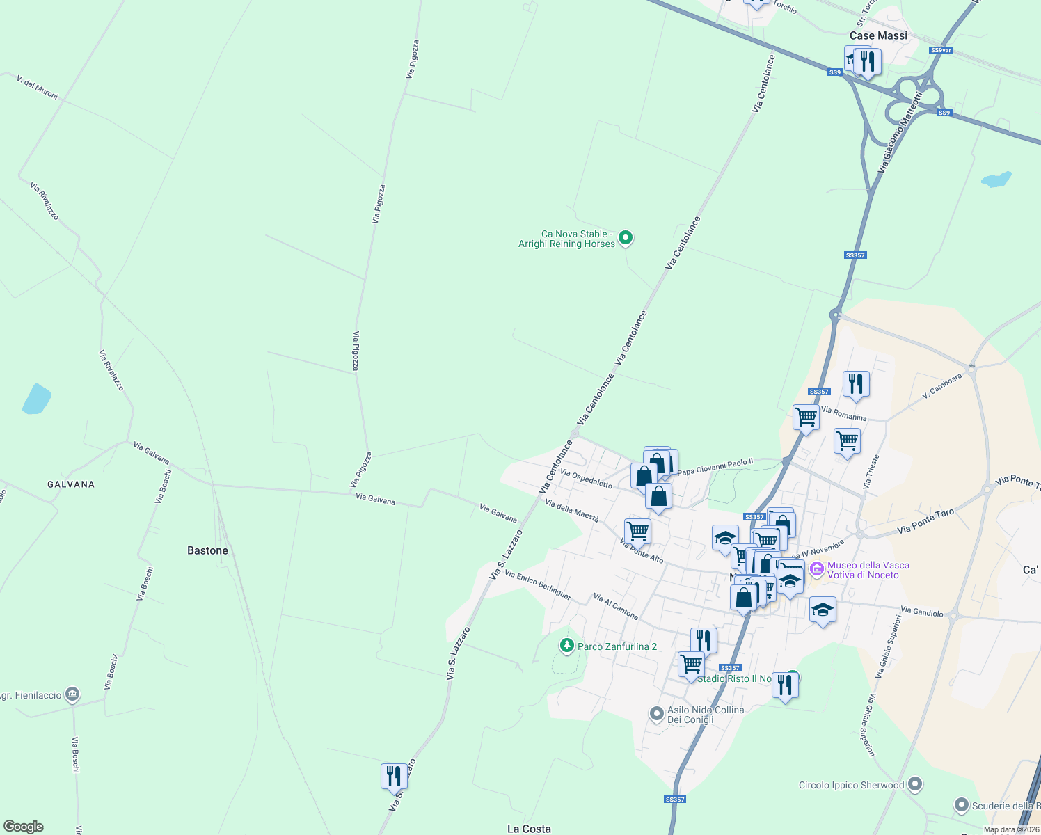 map of restaurants, bars, coffee shops, grocery stores, and more near in Province of Parma