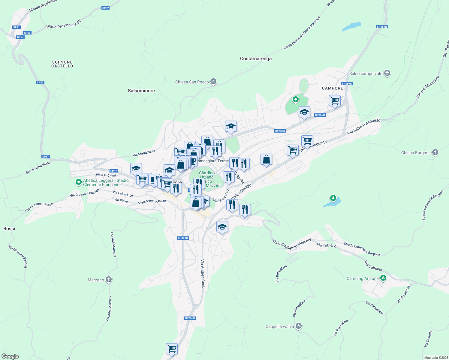 map of restaurants, bars, coffee shops, grocery stores, and more near 3 Via Macello in Salsomaggiore Terme