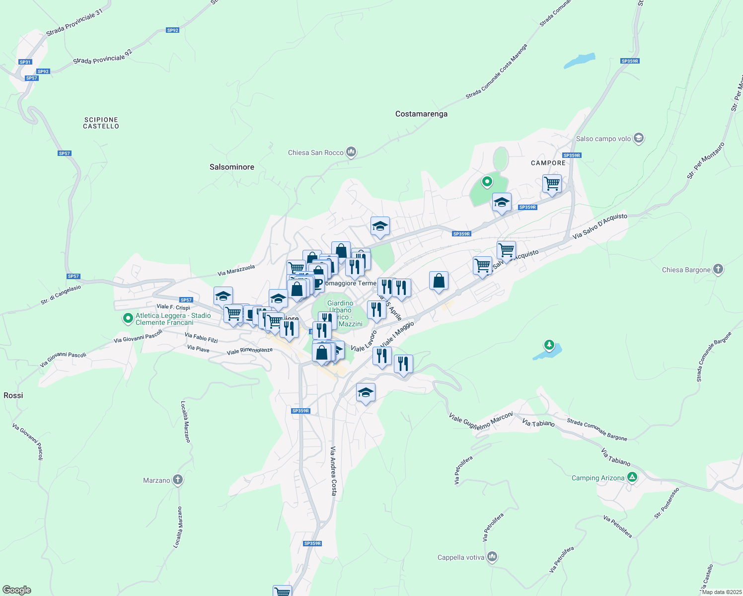 map of restaurants, bars, coffee shops, grocery stores, and more near 3 Via Macello in Salsomaggiore Terme