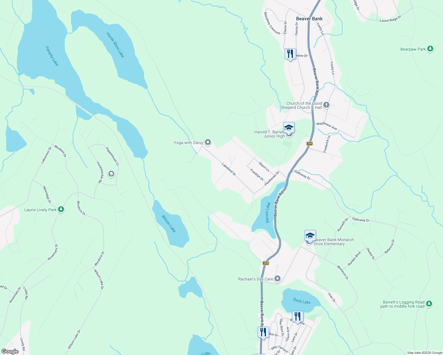 map of restaurants, bars, coffee shops, grocery stores, and more near 26 Gardeners Walk in Beaver Bank