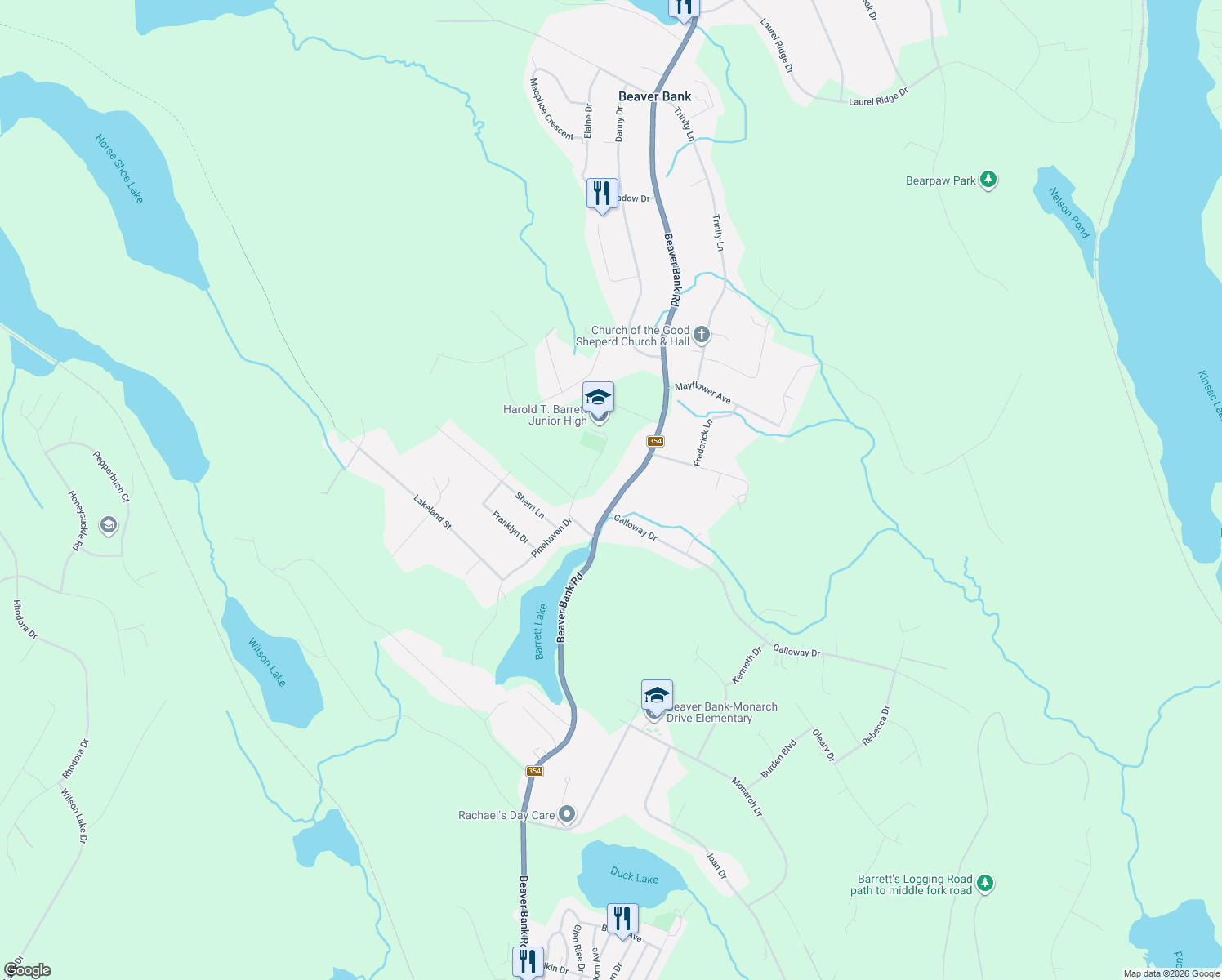 map of restaurants, bars, coffee shops, grocery stores, and more near 792 Beaver Bank Road in Beaver Bank