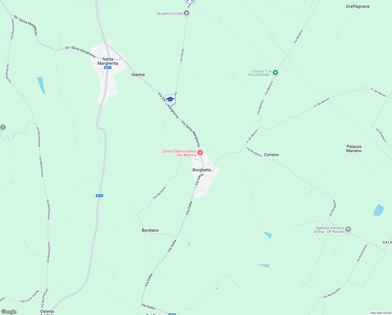 map of restaurants, bars, coffee shops, grocery stores, and more near 2B Via Alberto Bricoli in Provincia di Parma