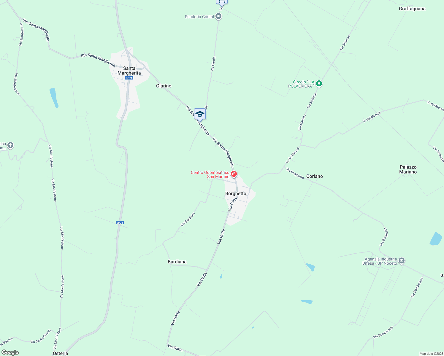 map of restaurants, bars, coffee shops, grocery stores, and more near 2B Via Alberto Bricoli in Provincia di Parma