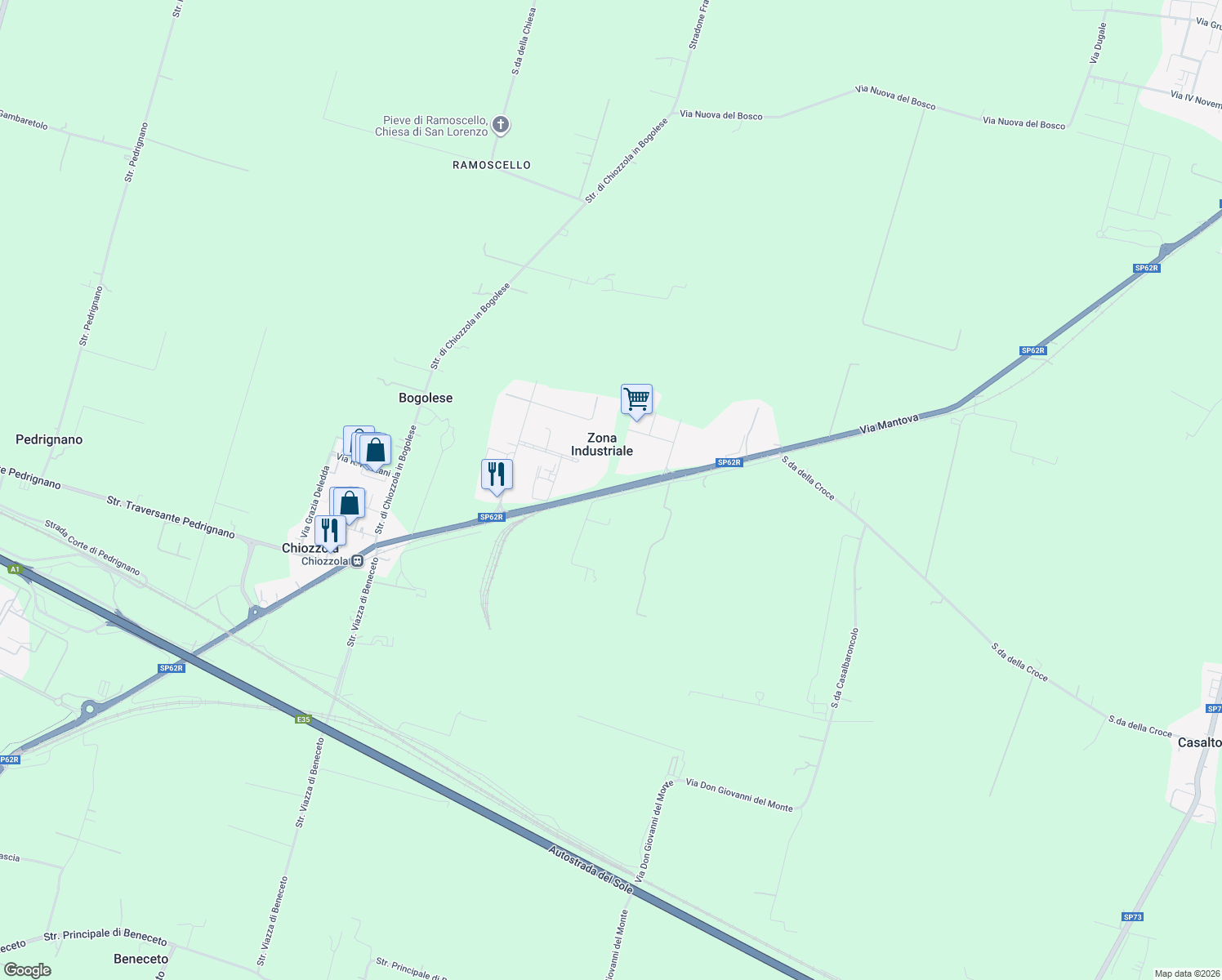 map of restaurants, bars, coffee shops, grocery stores, and more near in Provincia di Parma