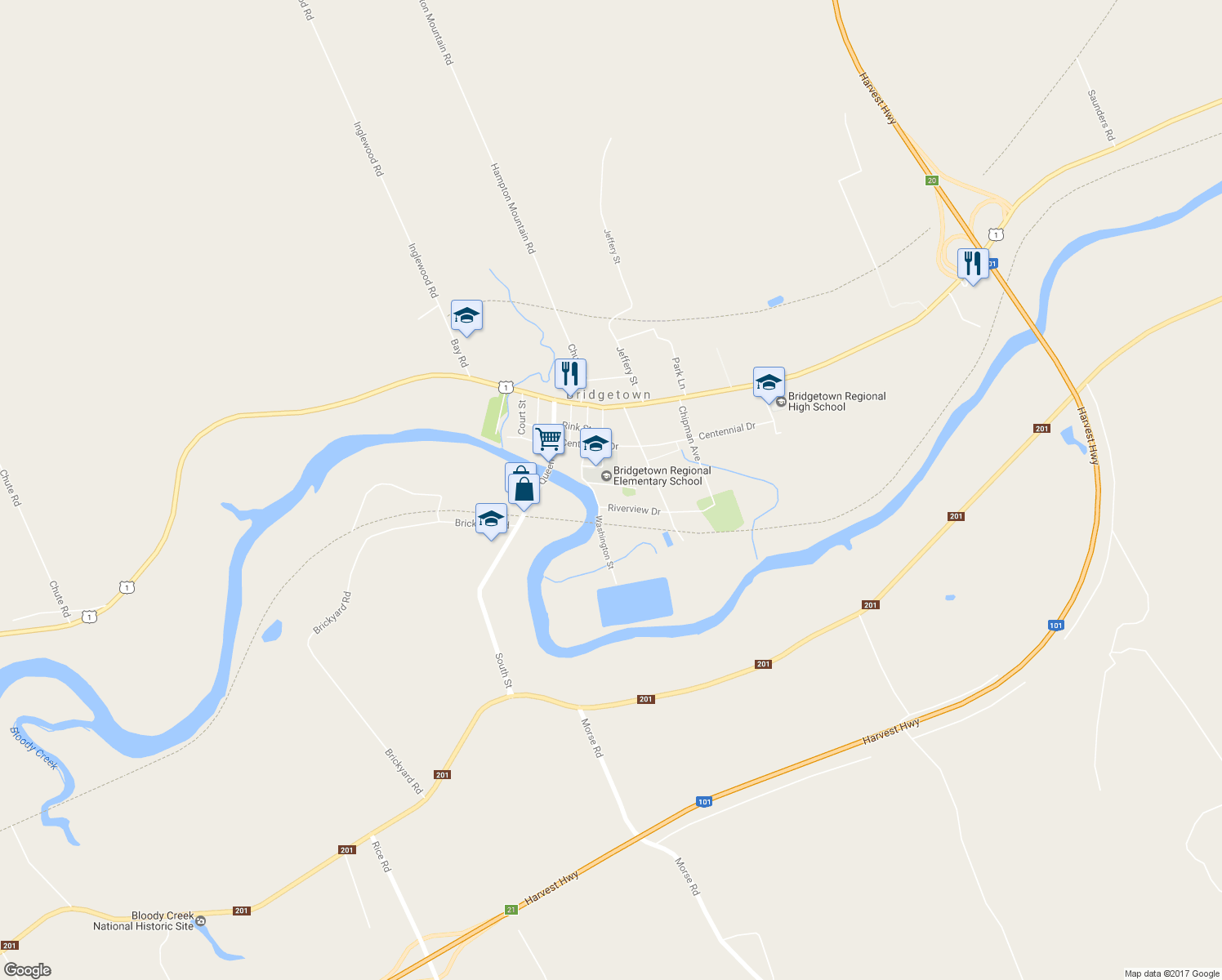 map of restaurants, bars, coffee shops, grocery stores, and more near 7 Victoria Street in Bridgetown