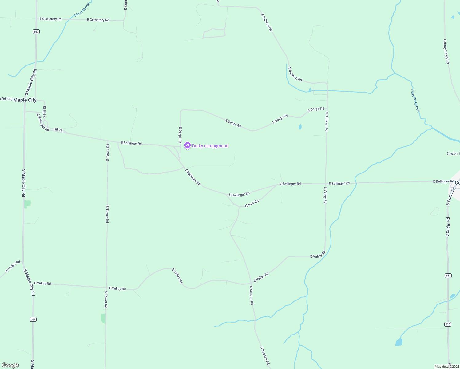 map of restaurants, bars, coffee shops, grocery stores, and more near 1353 East Bellinger Road in Cedar