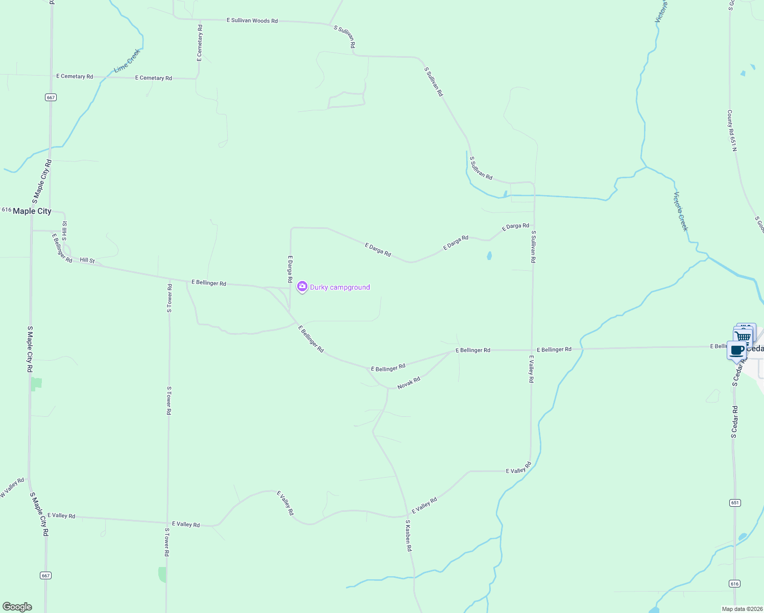 map of restaurants, bars, coffee shops, grocery stores, and more near in Maple City
