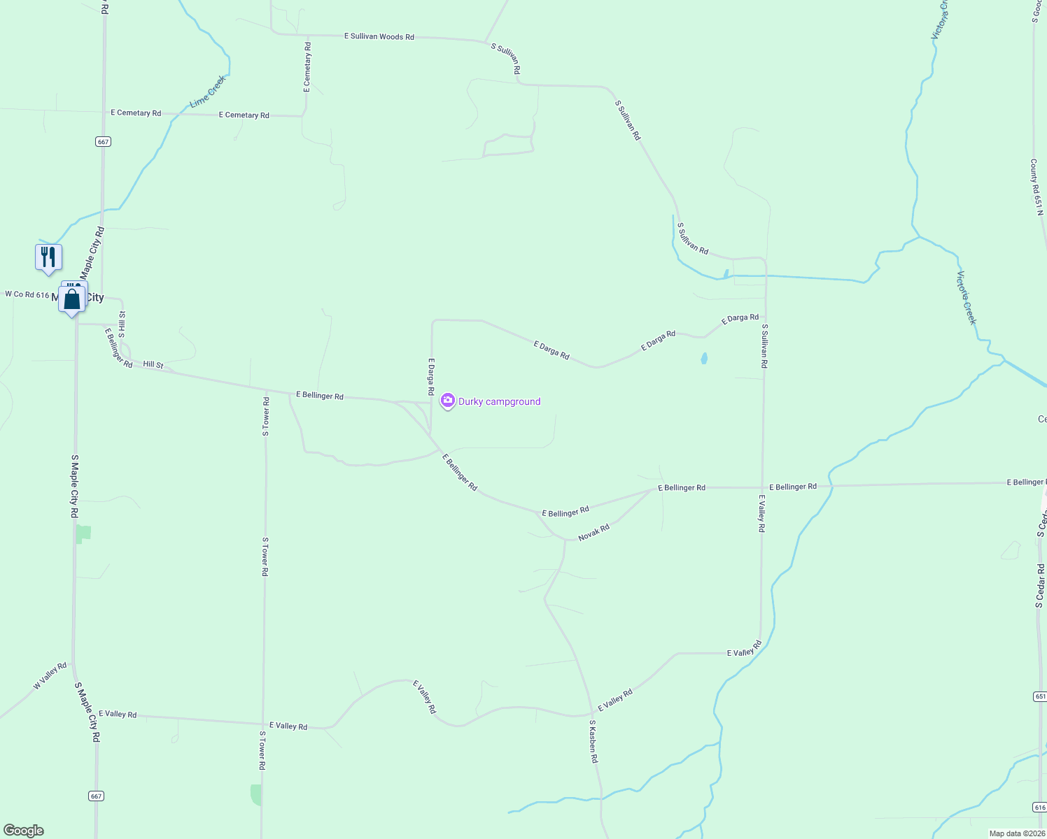 map of restaurants, bars, coffee shops, grocery stores, and more near 1121 East Bellinger Road in Cedar