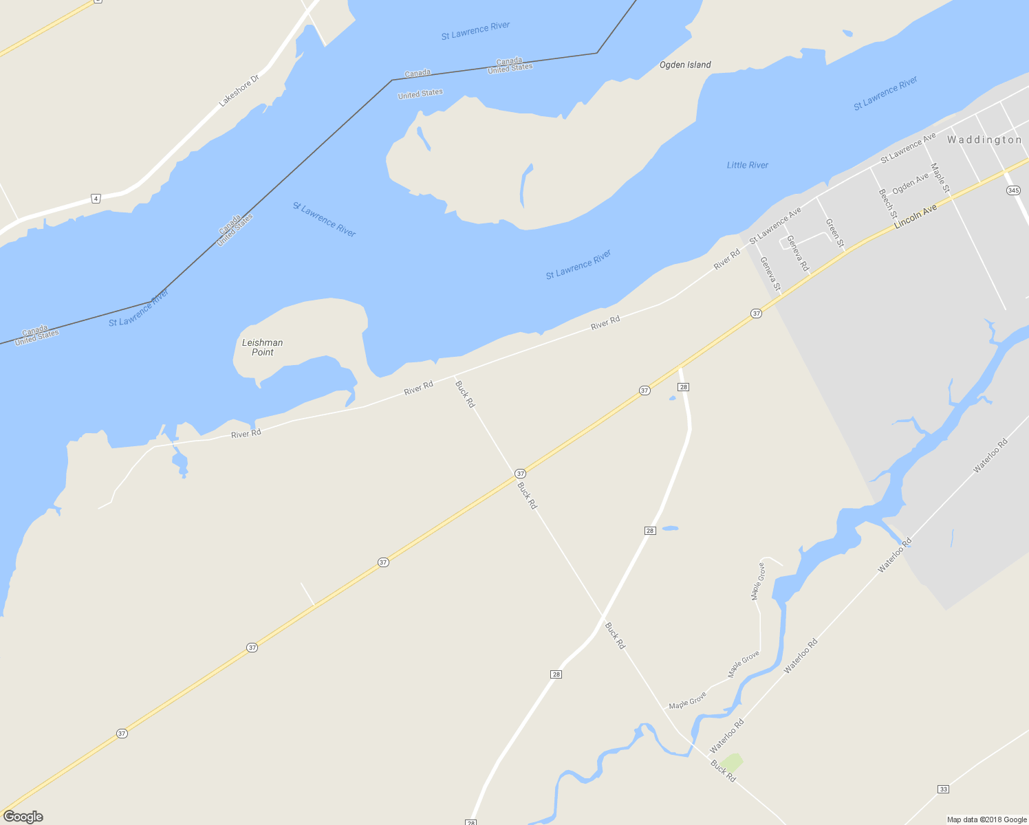 map of restaurants, bars, coffee shops, grocery stores, and more near 275 River Road in Waddington