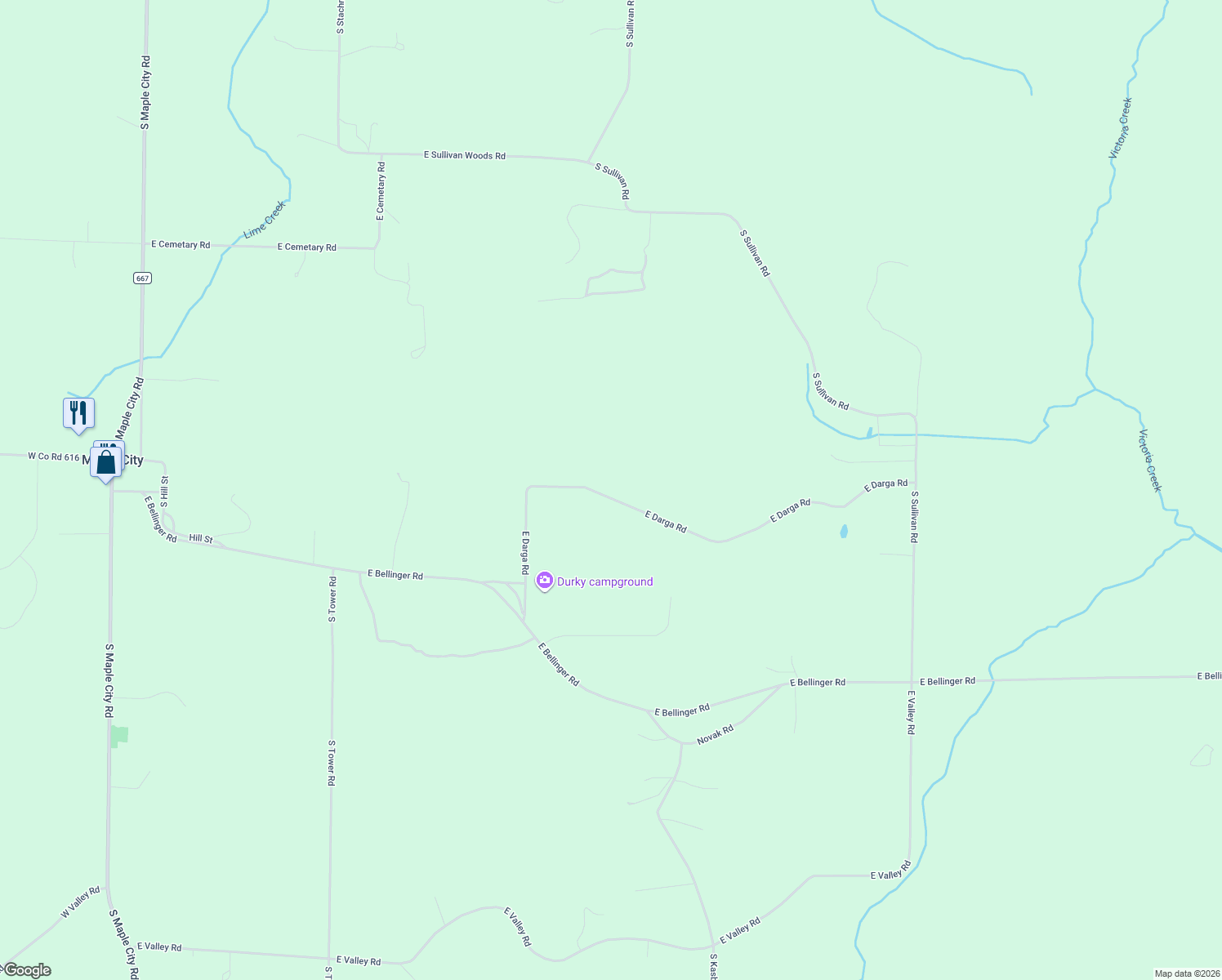 map of restaurants, bars, coffee shops, grocery stores, and more near 1001-1999 East Darga Road in Leelanau