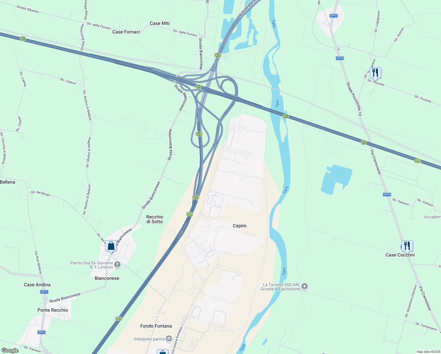 map of restaurants, bars, coffee shops, grocery stores, and more near 2 Via Londra in Cepim