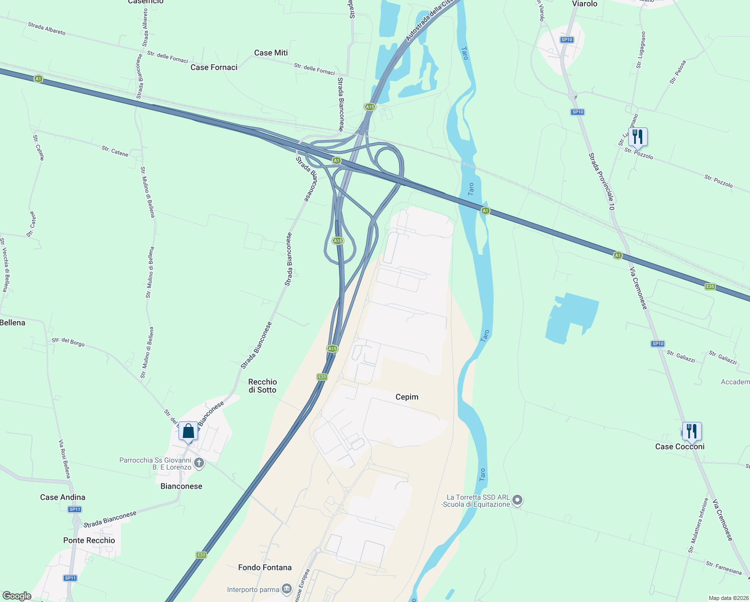 map of restaurants, bars, coffee shops, grocery stores, and more near 2 Via Londra in Cepim