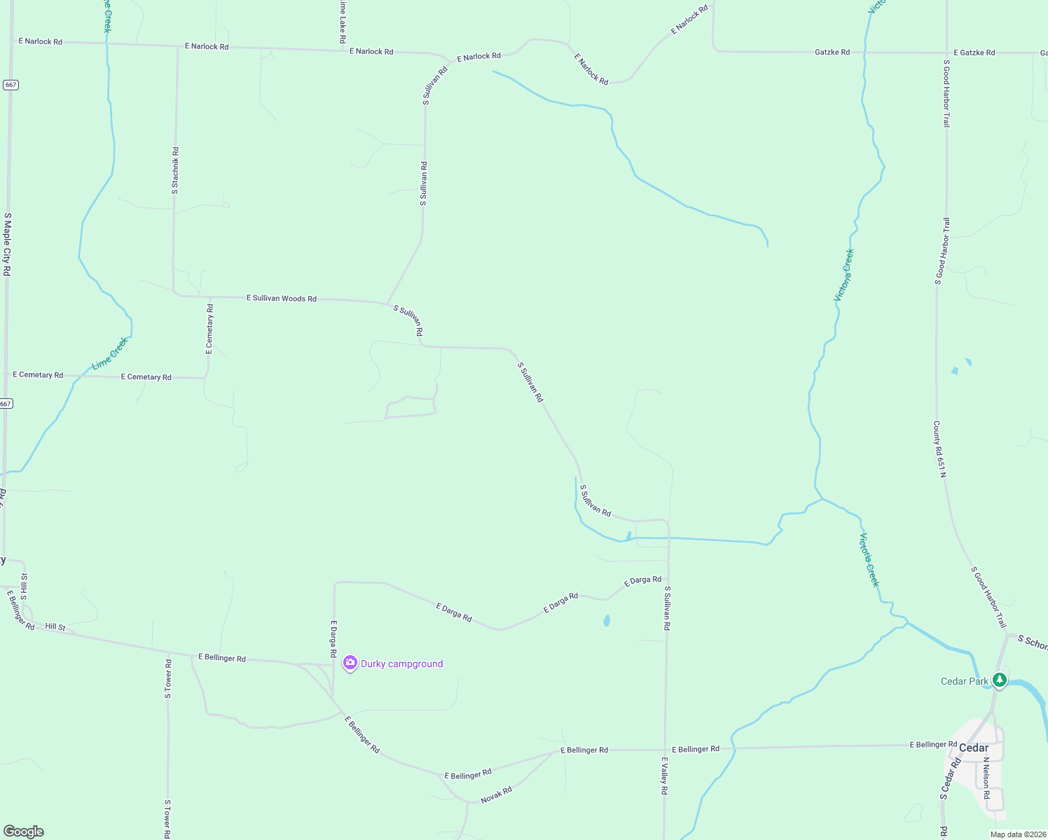 map of restaurants, bars, coffee shops, grocery stores, and more near 8080 South Sullivan Road in Cedar