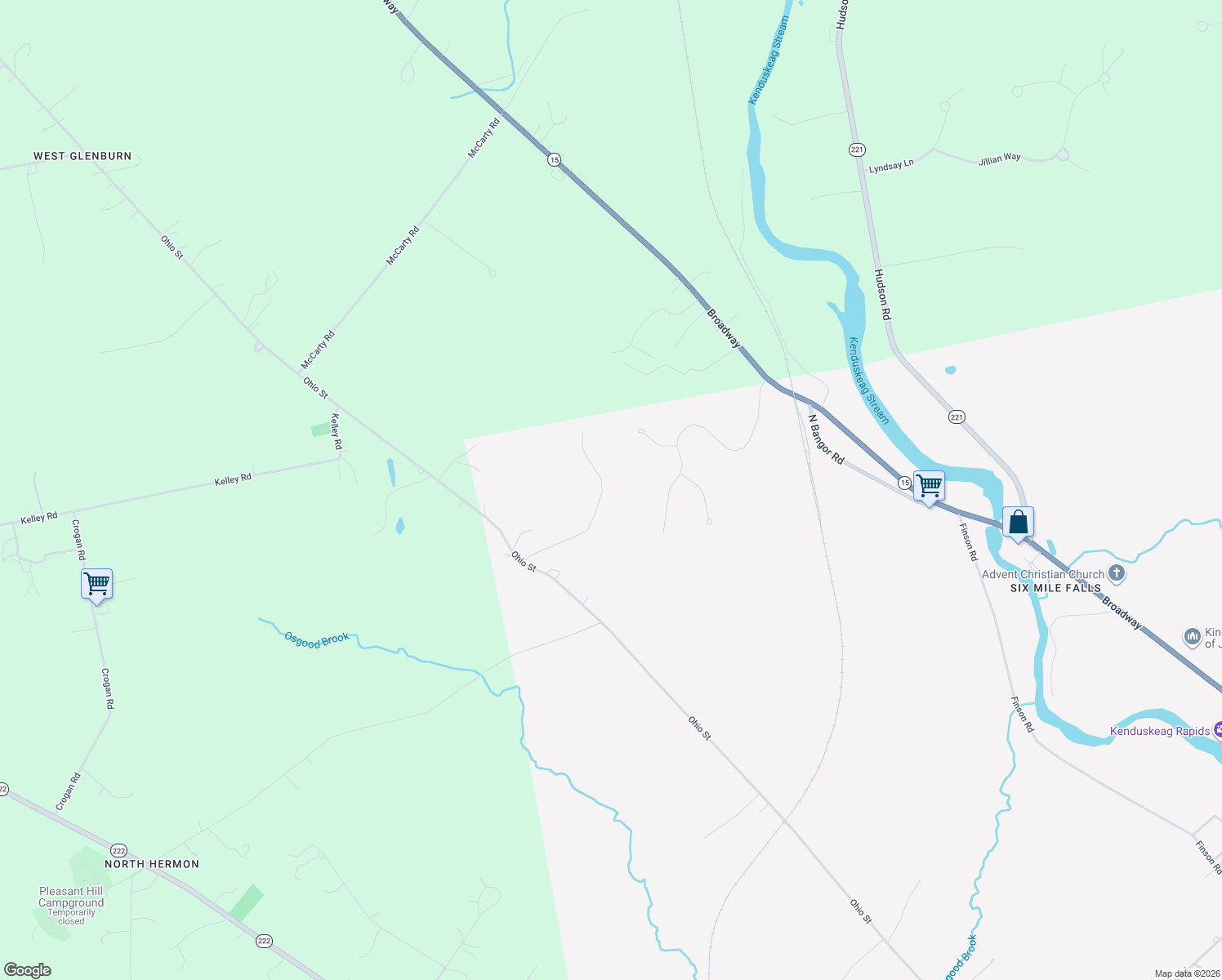 map of restaurants, bars, coffee shops, grocery stores, and more near 75 Pine Ledge Road in Bangor