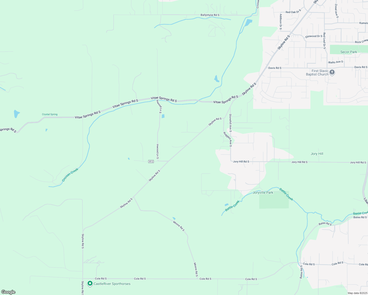 map of restaurants, bars, coffee shops, grocery stores, and more near Skyline Road South in Marion County