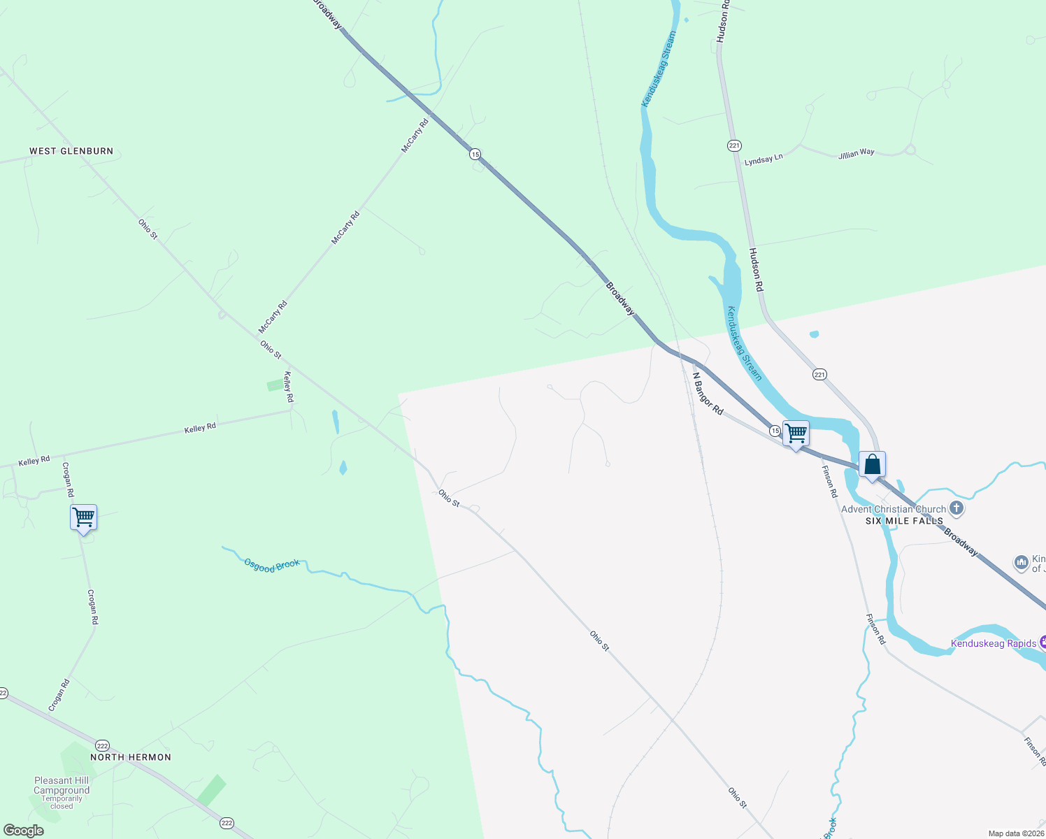 map of restaurants, bars, coffee shops, grocery stores, and more near 75 Pine Ledge Road in Bangor