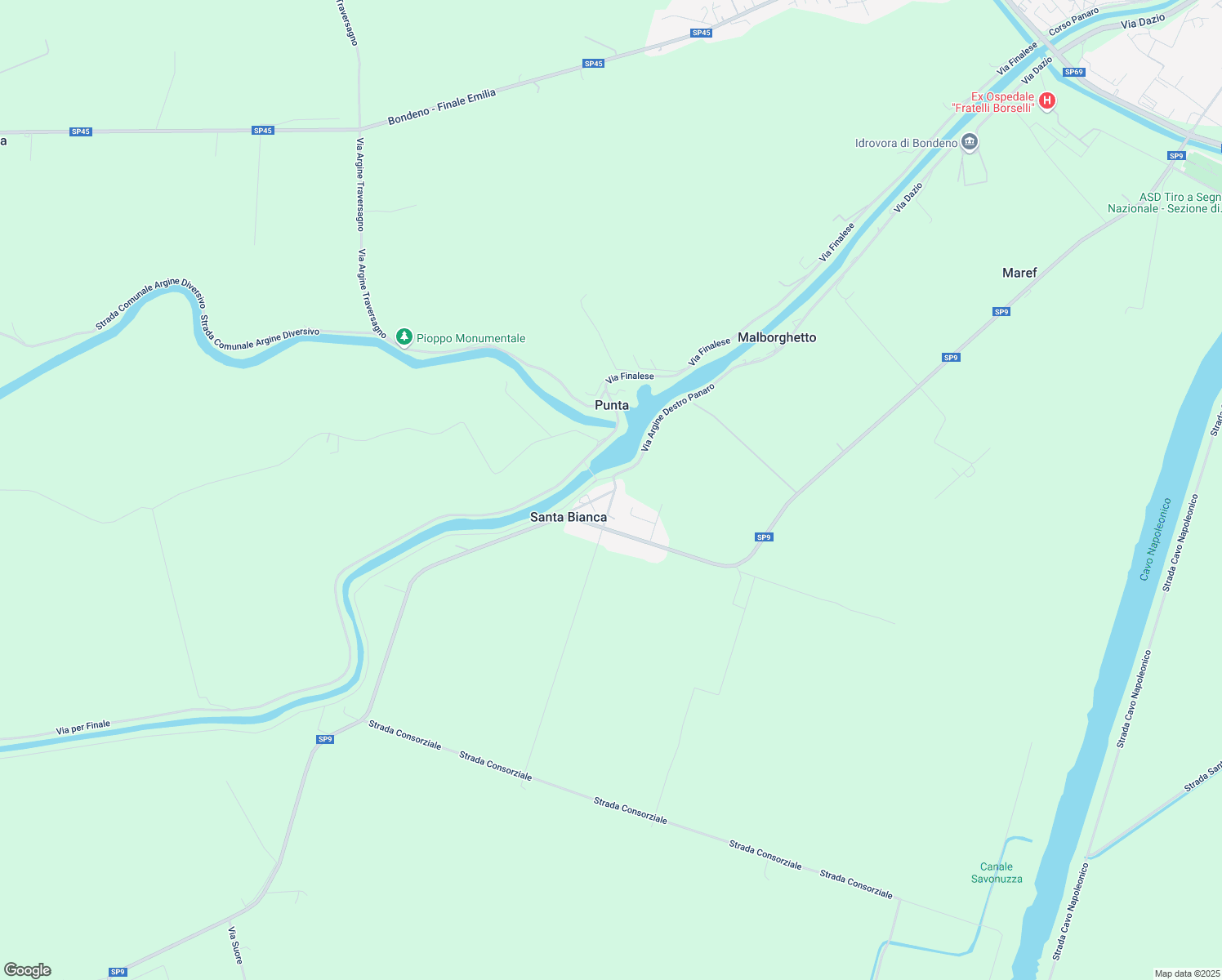map of restaurants, bars, coffee shops, grocery stores, and more near 55 Via Centrale in Santa Bianca