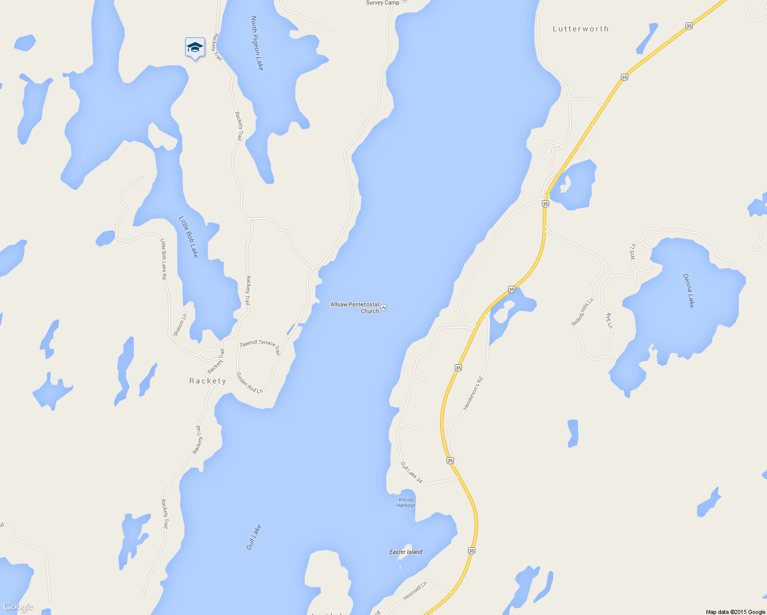 map of restaurants, bars, coffee shops, grocery stores, and more near County Road 2 in Haliburton County