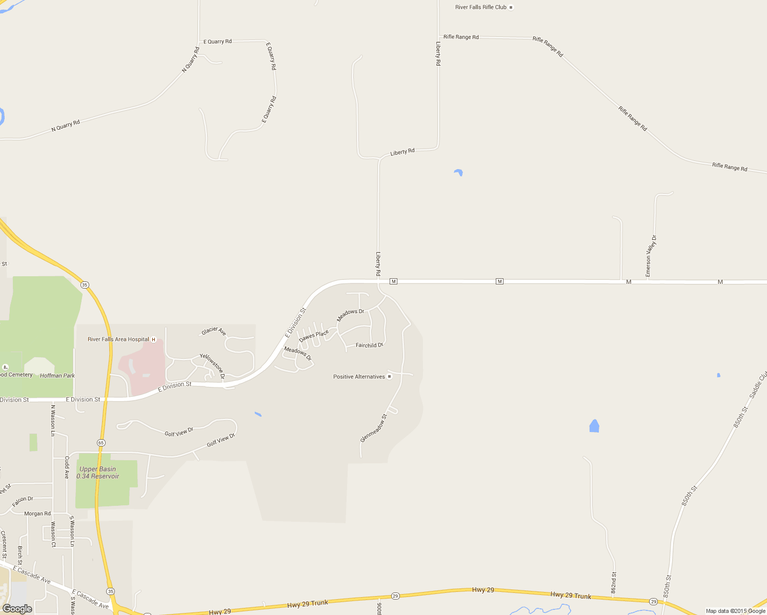 map of restaurants, bars, coffee shops, grocery stores, and more near 992 Fairchild Drive in River Falls