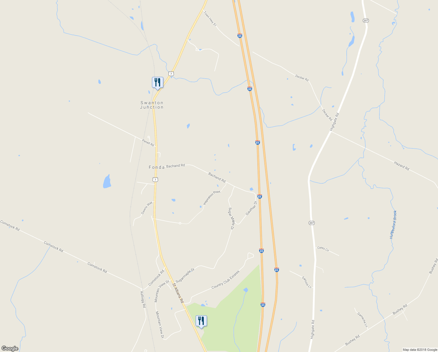 map of restaurants, bars, coffee shops, grocery stores, and more near 125 Bachand Road in Franklin County