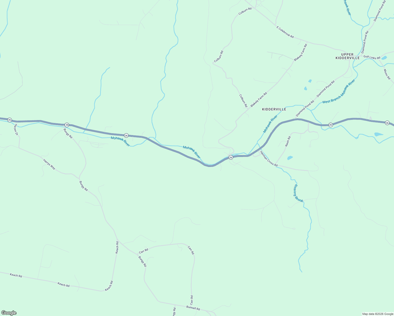 map of restaurants, bars, coffee shops, grocery stores, and more near 1105 New Hampshire 26 in Colebrook