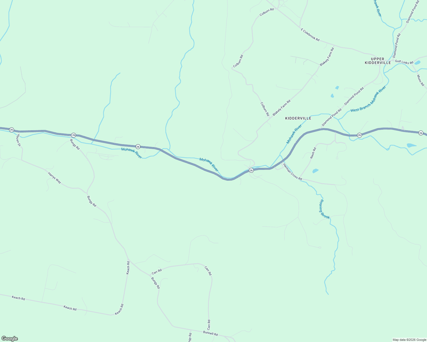 map of restaurants, bars, coffee shops, grocery stores, and more near 1105 New Hampshire 26 in Colebrook