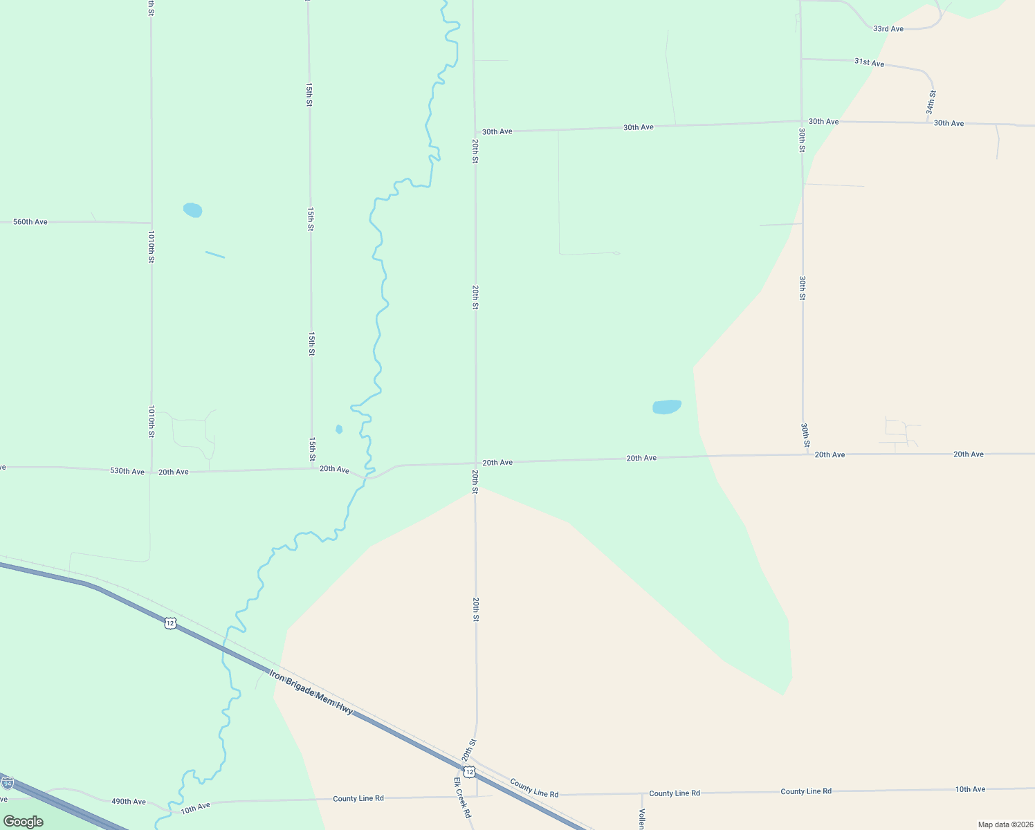 map of restaurants, bars, coffee shops, grocery stores, and more near 2121 20th Street in Elk Mound