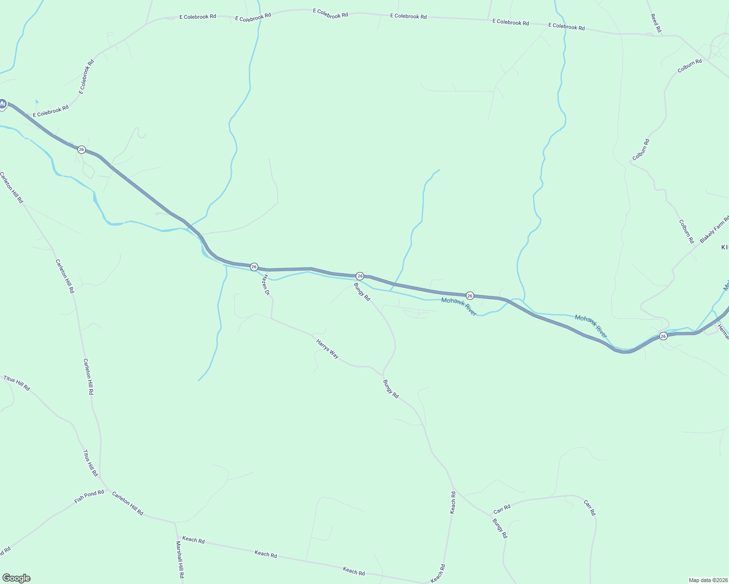 map of restaurants, bars, coffee shops, grocery stores, and more near 21 Bungy Road in Colebrook