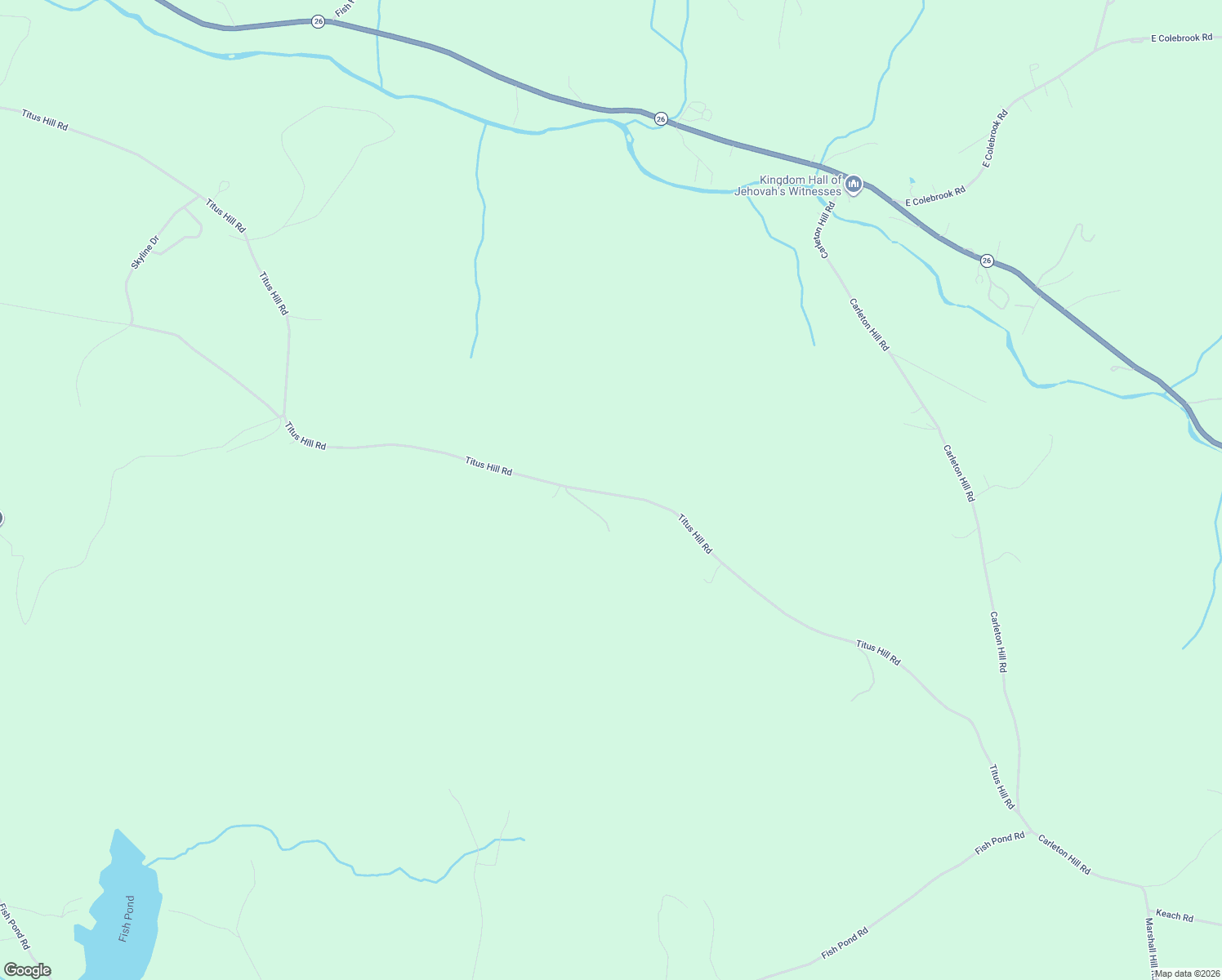 map of restaurants, bars, coffee shops, grocery stores, and more near Titus Hill Road in Colebrook