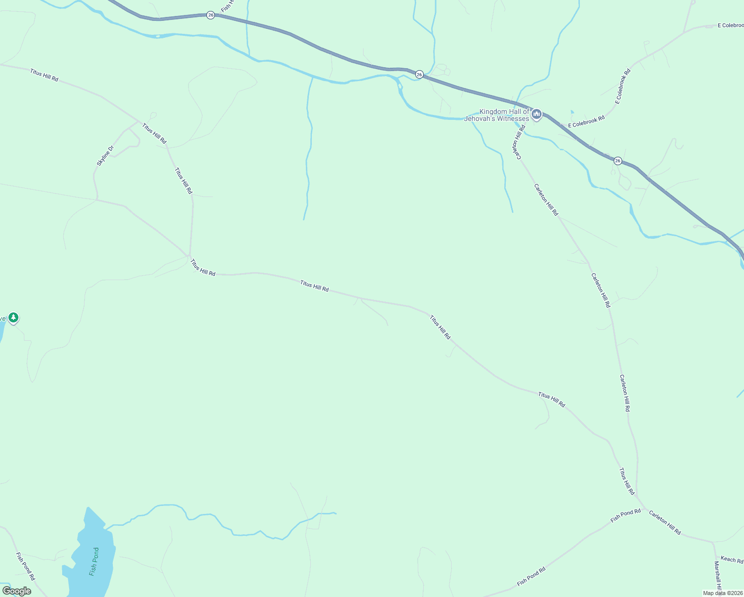 map of restaurants, bars, coffee shops, grocery stores, and more near Titus Hill Road in Colebrook