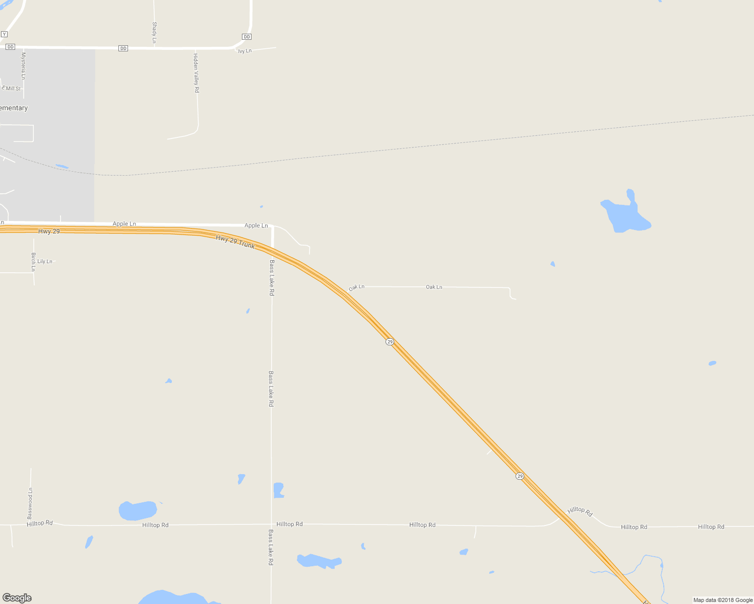 map of restaurants, bars, coffee shops, grocery stores, and more near N4155 Oak Lane in Hatley