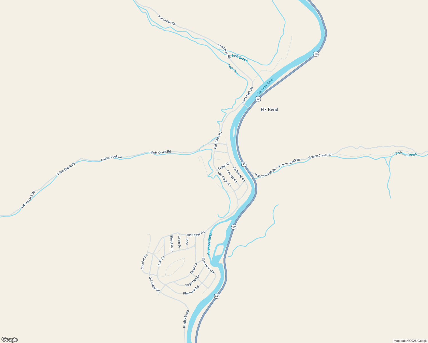 map of restaurants, bars, coffee shops, grocery stores, and more near 293 Old Stage Road in Salmon