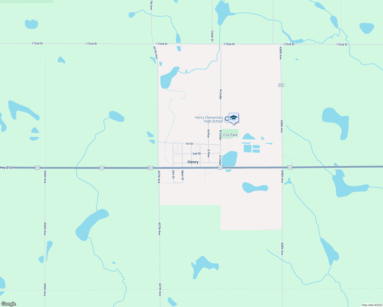 map of restaurants, bars, coffee shops, grocery stores, and more near 102 Oak Street in Henry