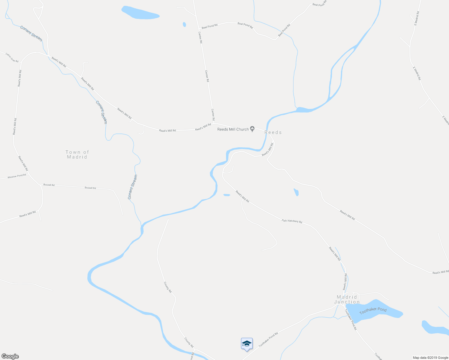 map of restaurants, bars, coffee shops, grocery stores, and more near Reed's Mill Road in Phillips