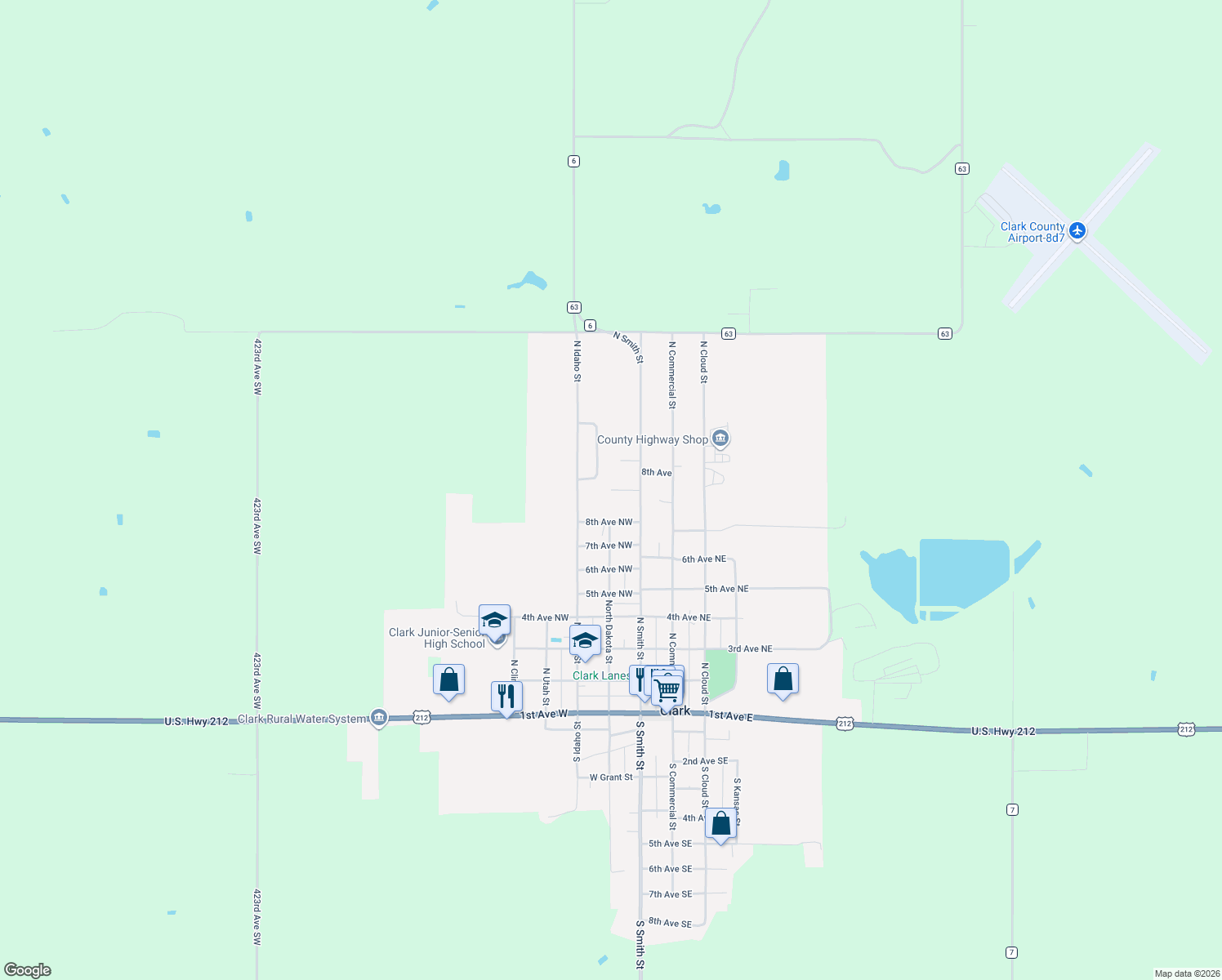 map of restaurants, bars, coffee shops, grocery stores, and more near 398 9th Ave NW in Clark