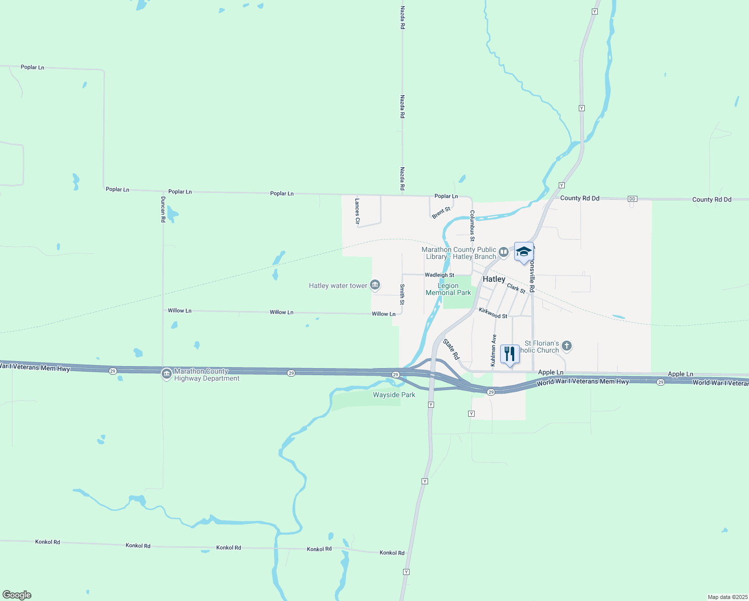 map of restaurants, bars, coffee shops, grocery stores, and more near 209 Washington St in Hatley