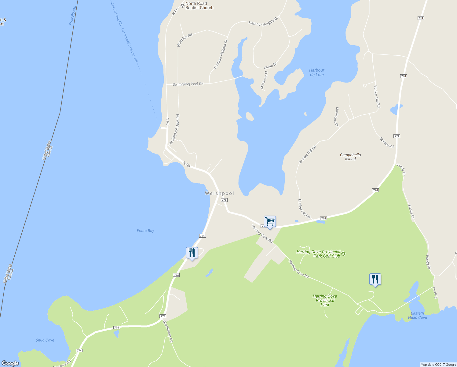 map of restaurants, bars, coffee shops, grocery stores, and more near 2 North Road in Welshpool