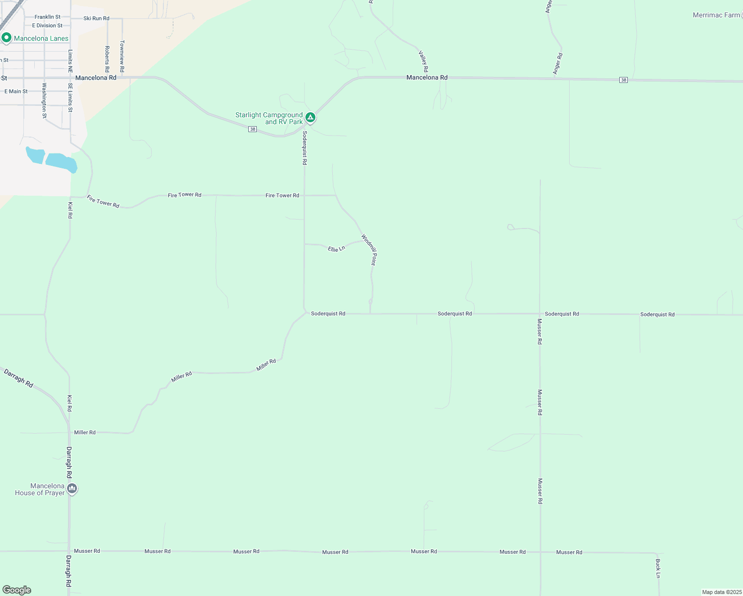 map of restaurants, bars, coffee shops, grocery stores, and more near 9992 Windmill Point Lane in Mancelona
