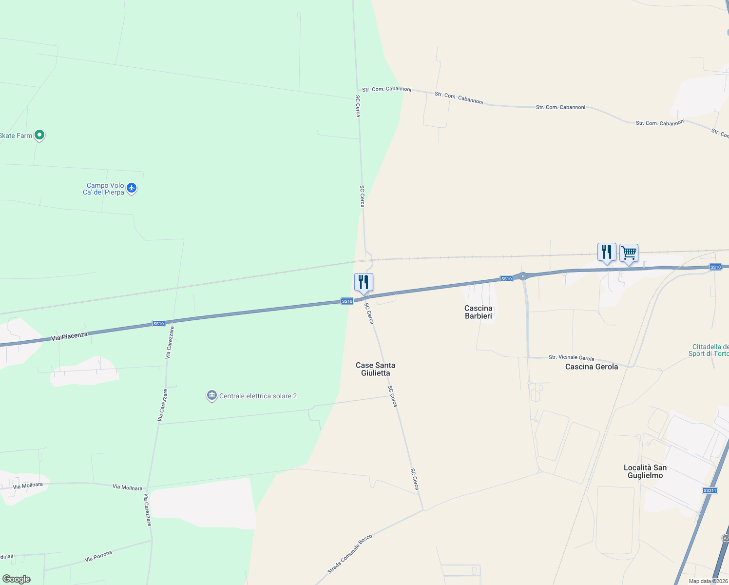 map of restaurants, bars, coffee shops, grocery stores, and more near 7 Strada Comunale Cerca in Torre Garofoli