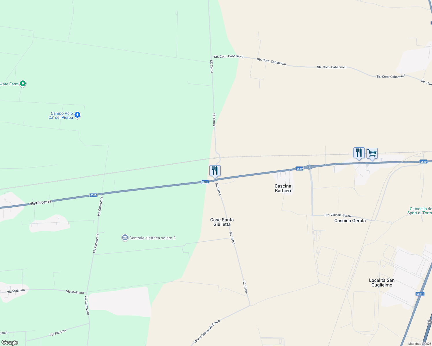 map of restaurants, bars, coffee shops, grocery stores, and more near 7 Strada Comunale Cerca in Torre Garofoli