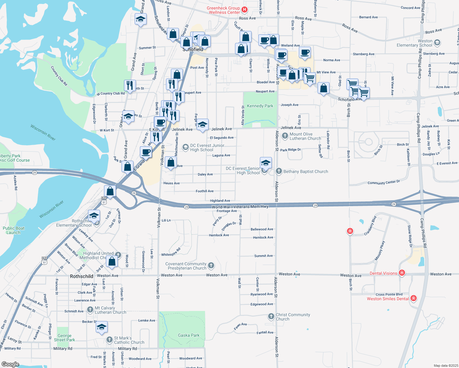 map of restaurants, bars, coffee shops, grocery stores, and more near 1819 Heuss Avenue in Weston